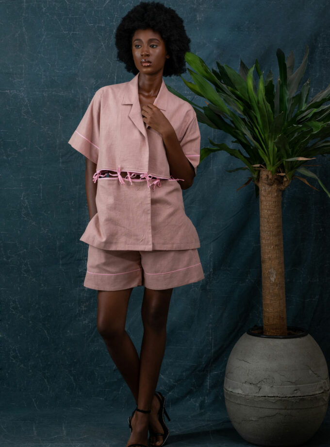 Linen Tie-Knot Two Piece Set (Short)