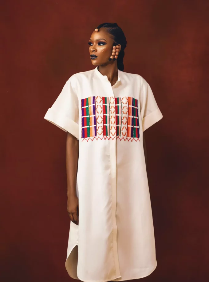 Fulani Hand Embroidered Shirt Dress