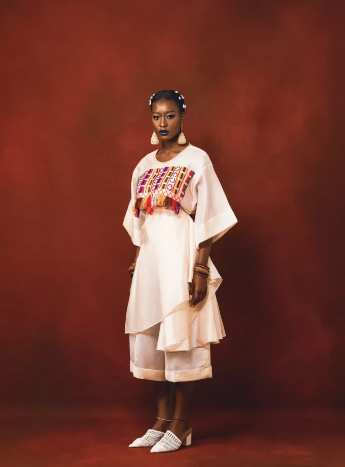 Hand Embroidered Top And Skorts Set